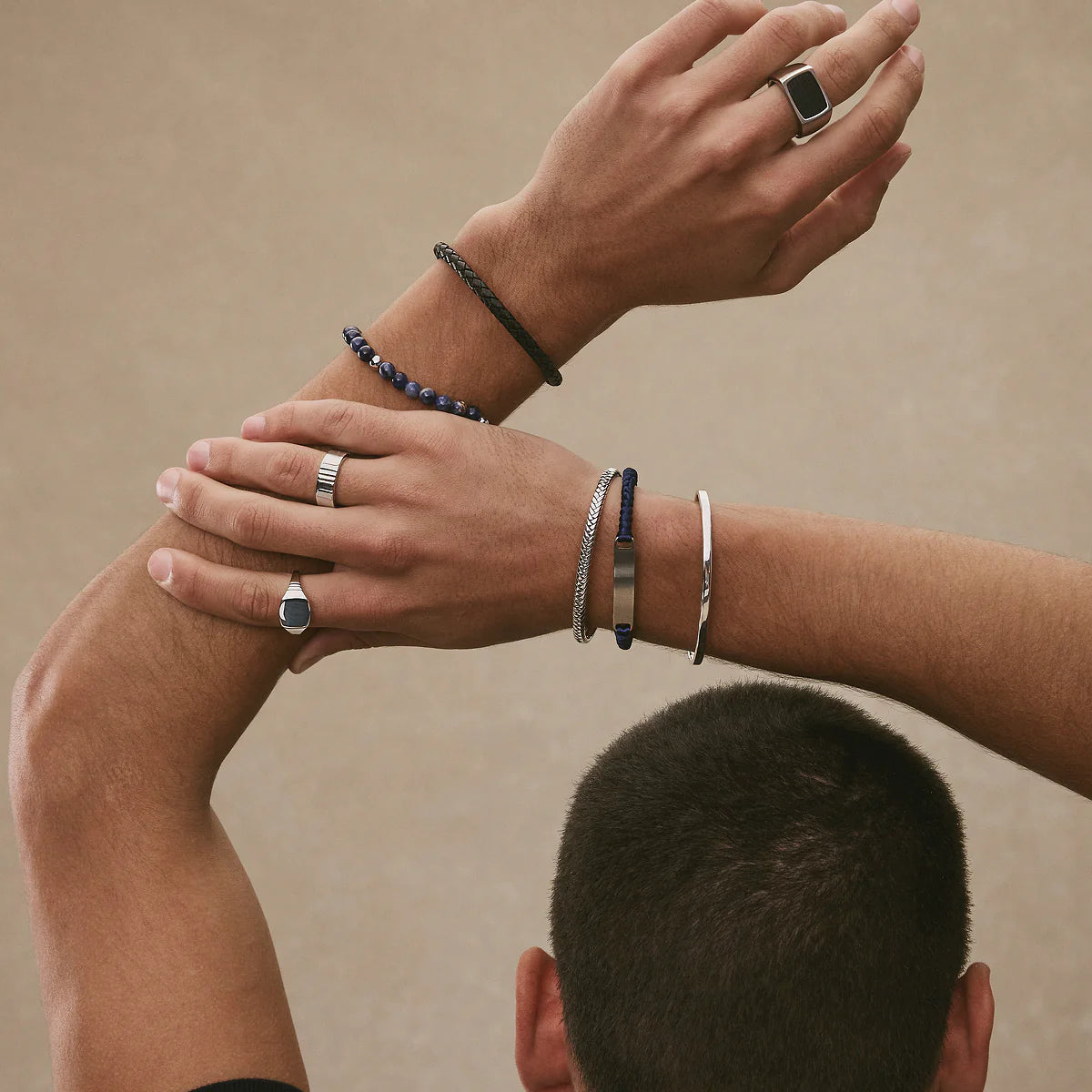 Apollo Men's 6mm Sodalite & Steel Elaticised Stretch Bracelet B9068