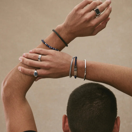 Apollo Men's 6mm Sodalite & Steel Elaticised Stretch Bracelet B9068