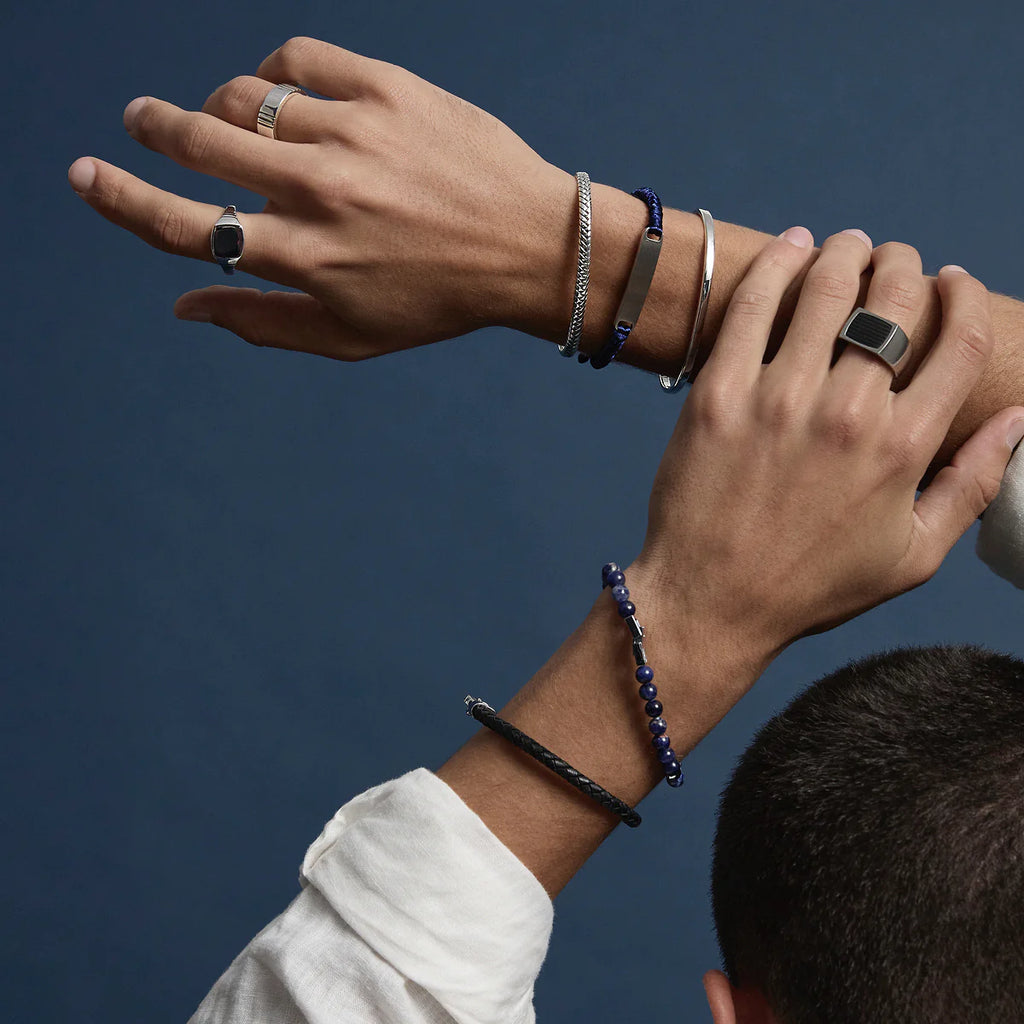 The Mariner Men’s Plaited Leather and Steel Bracelet B9016-21