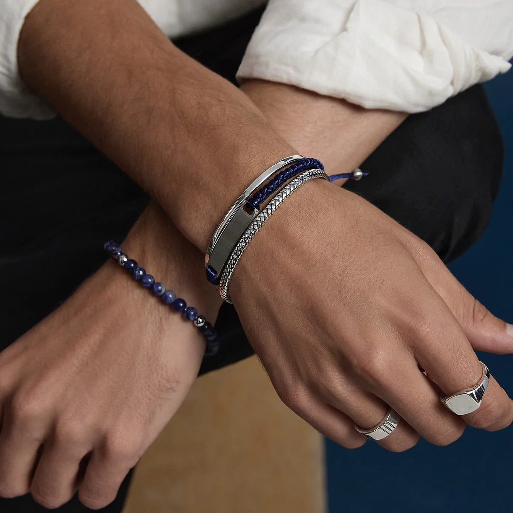 Apollo Men's 6mm Sodalite & Steel Elaticised Stretch Bracelet B9068
