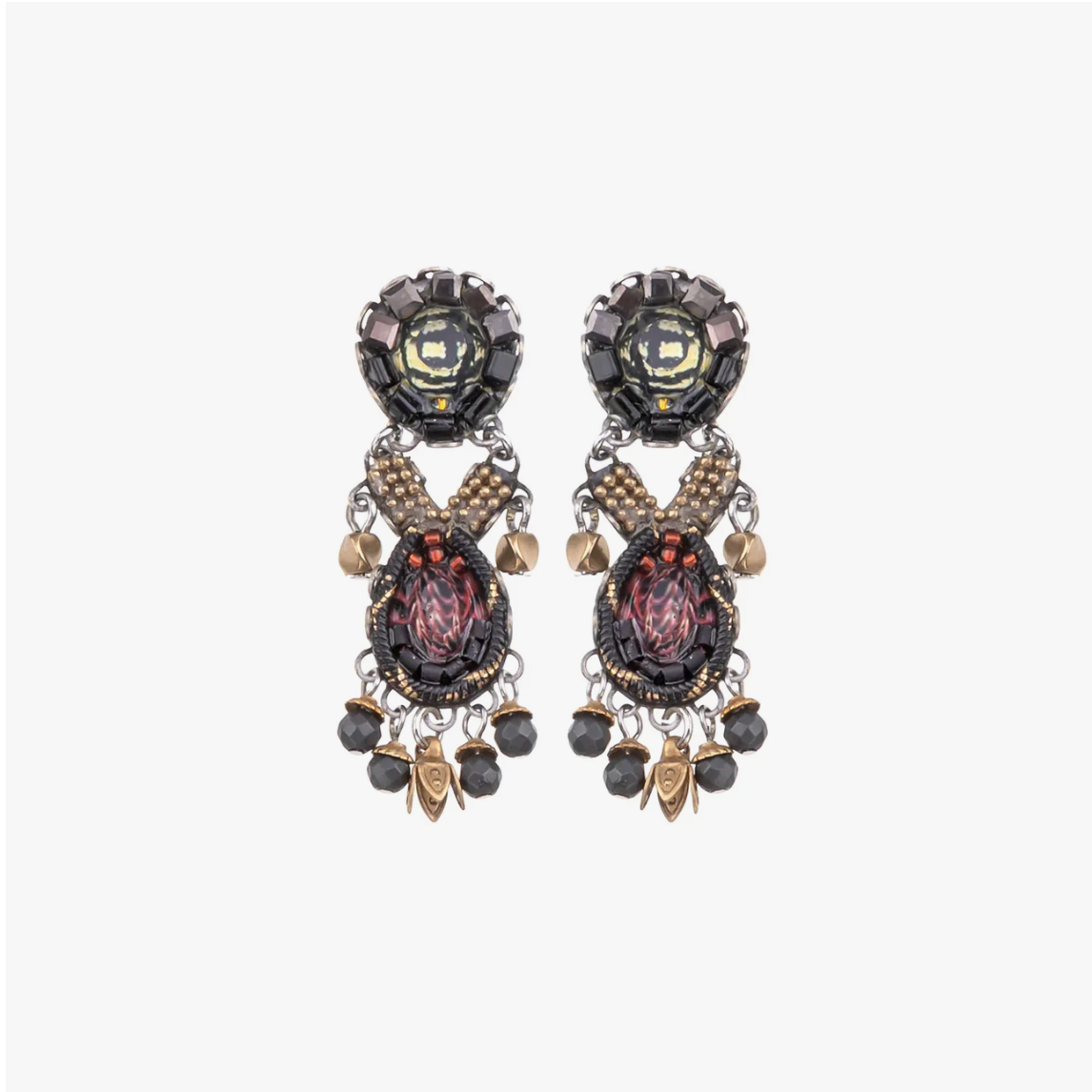 Ayala Bar - Black Stylish Earrings Tiger Eye Set, Ulysses C2105