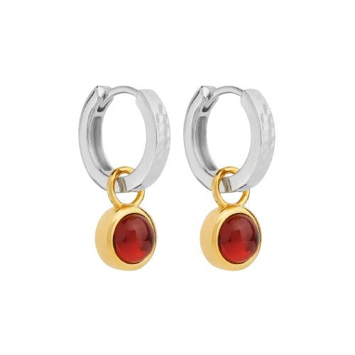 Solace 2-Tone Garnet Huggie Earring E7408