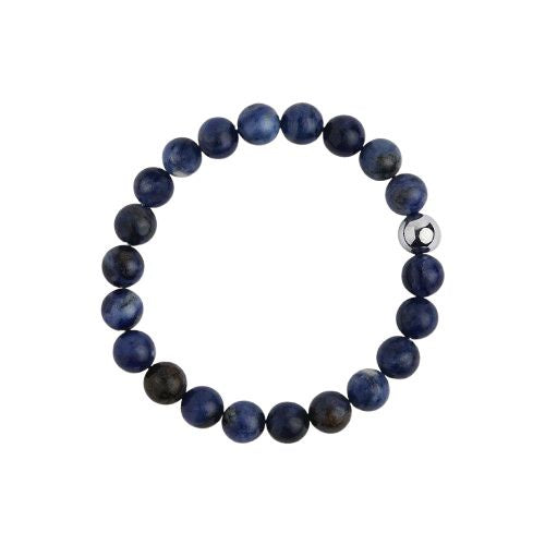 Apollo Men's 10mm Sodalite & Steel Elasticised Stretch Bracelet B9072