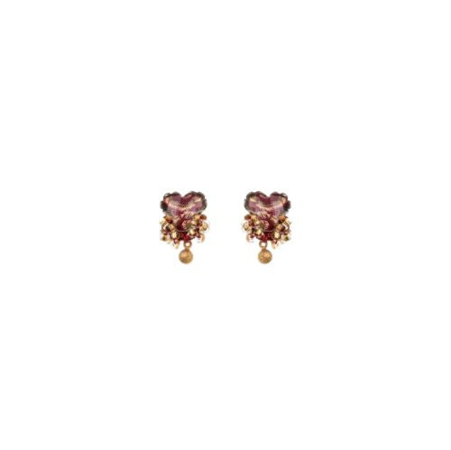 Plum Wine Set, Stud Beaded Earrings, Baika H2390