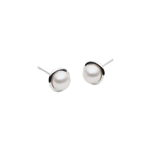 Moonbeam Pearl Stud Earrings E7636 Silver