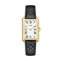 Belisenna Watch Leather, Black Quilted, Gold Colour