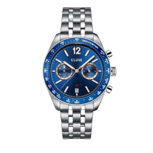 Aravis Dual Timer Watch Steel, Blue, Silver Colour