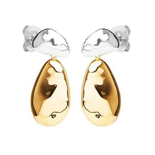 NAJO Double Pebblet Two-Tone Stud Earrings E7135