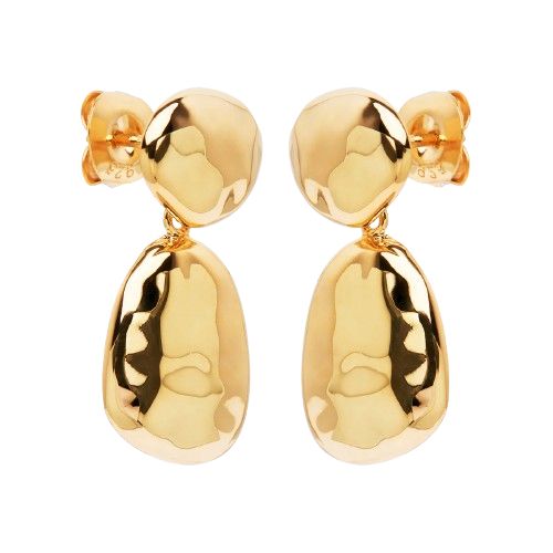 NAJO Double Pebblet Yellow Gold Stud Earrings E7137