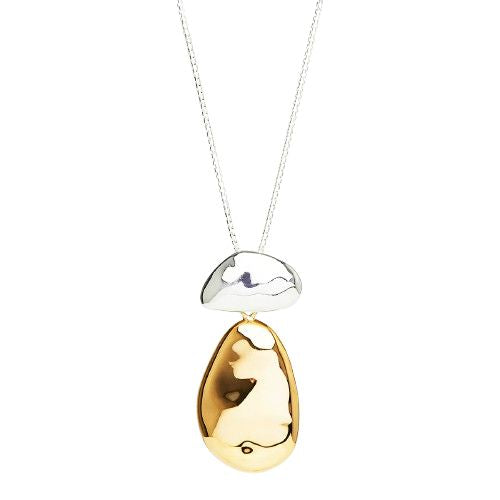 NAJO Double Pebblet Two-Tone Pendant Necklace (55cm+ext) N7135
