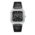 Quadrus Multifunction Watch Leather, Black, Silver Colour