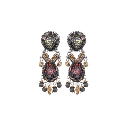 Ayala Bar - Black Stylish Earrings Tiger Eye Set, Ulysses C2105