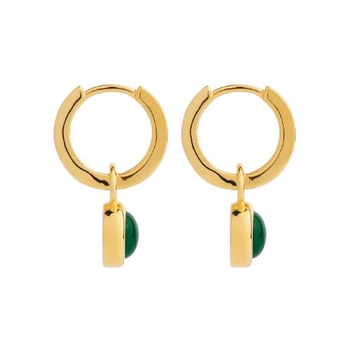 Solace Yellow Gold Green Onyx Huggie Earring E7403
