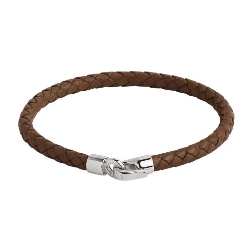 The Mariner Men’s Plaited Tan Leather and Steel Bracelet B9017-21