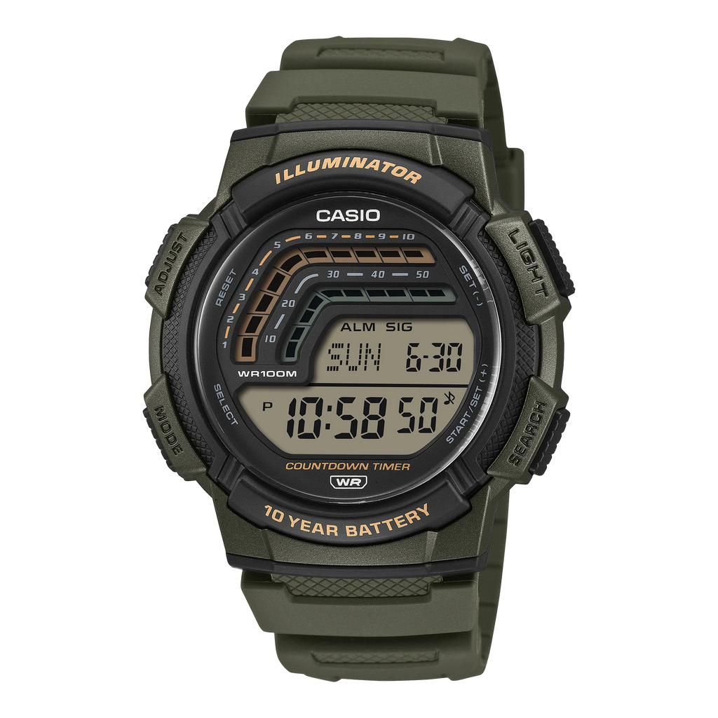 Casio Digital, Green Resin Band WS1800-3A