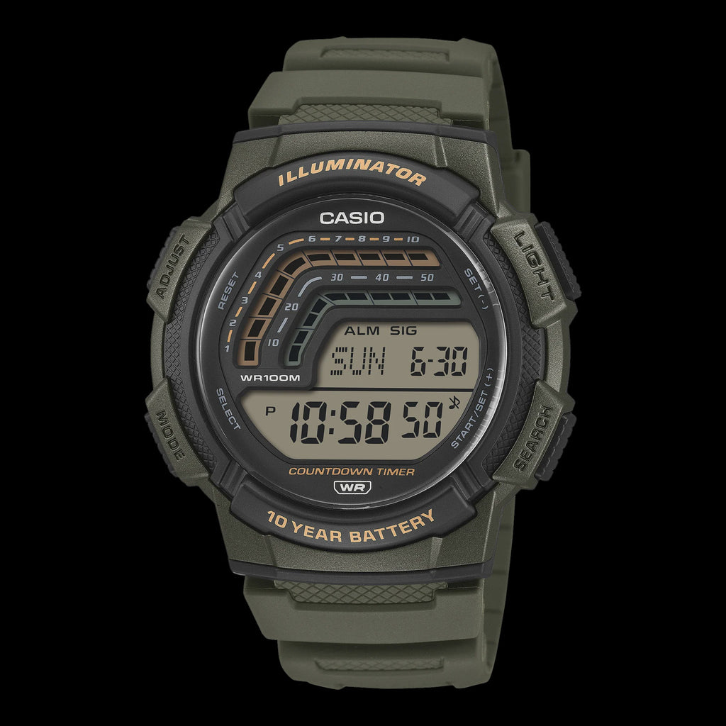 Casio Digital, Green Resin Band WS1800-3A