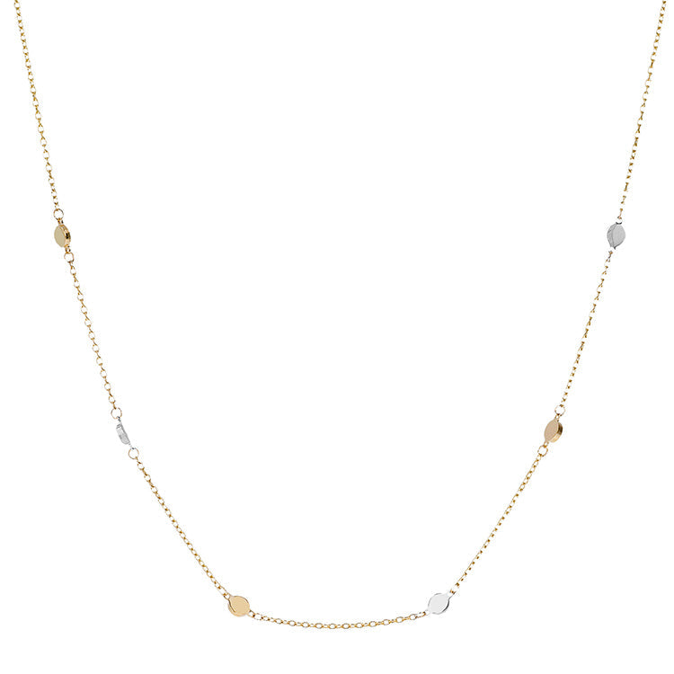 9ct Yellow Gold 2-Tone Disc Necklace 45cm