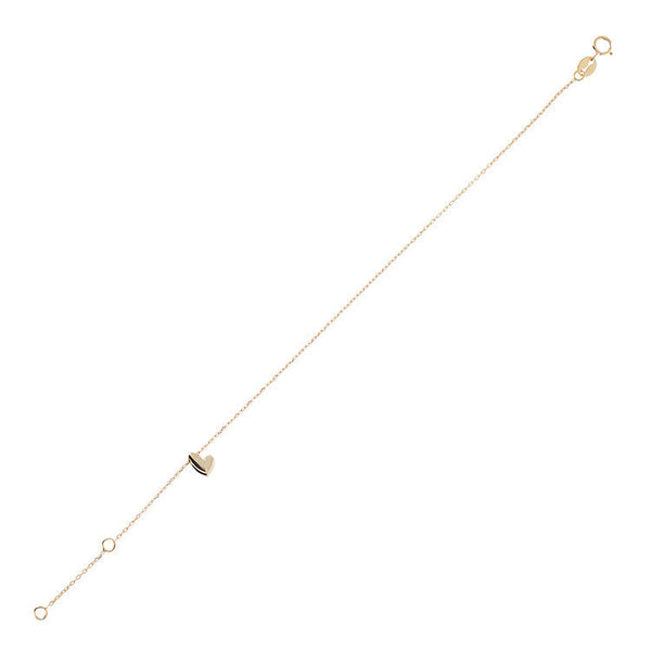 9ct Yellow Gold Drop Heart Bracelet 19cm