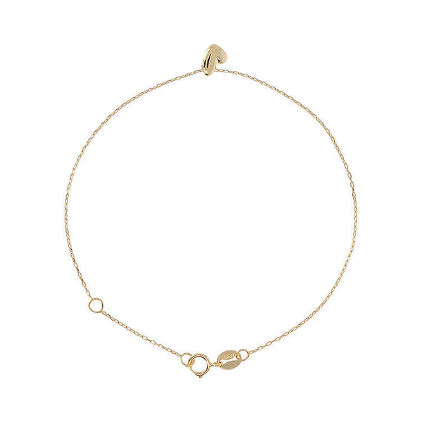 9ct Yellow Gold Drop Heart Bracelet 19cm