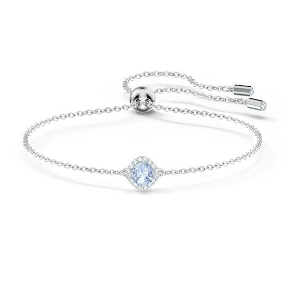 Angelic bracelet, Cushion cut, Blue, Rhodium plated