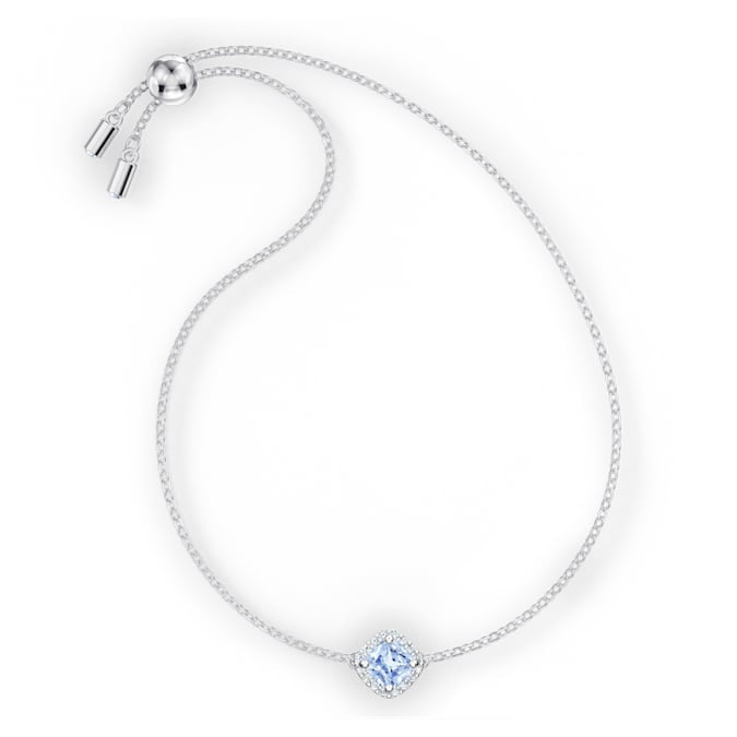 Angelic bracelet, Cushion cut, Blue, Rhodium plated