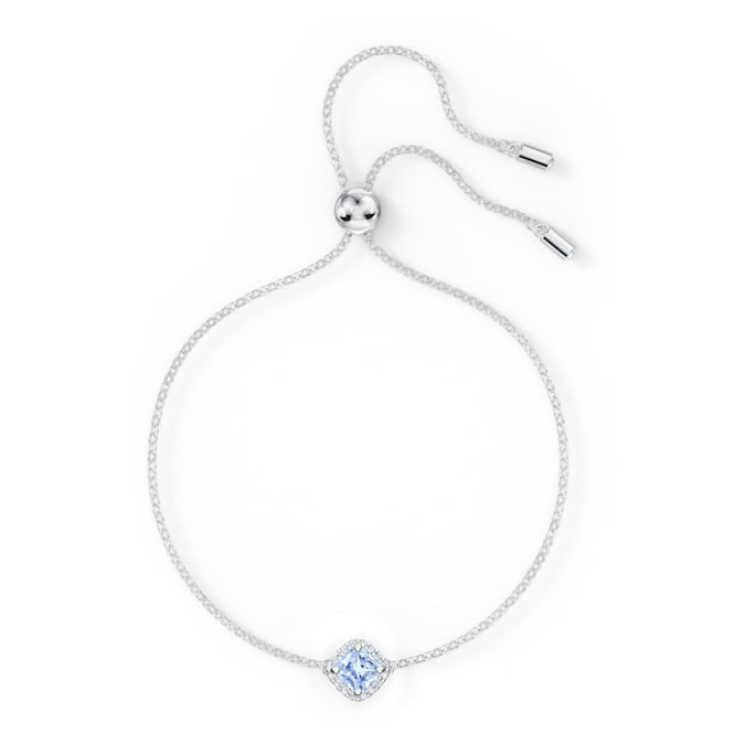 Angelic bracelet, Cushion cut, Blue, Rhodium plated