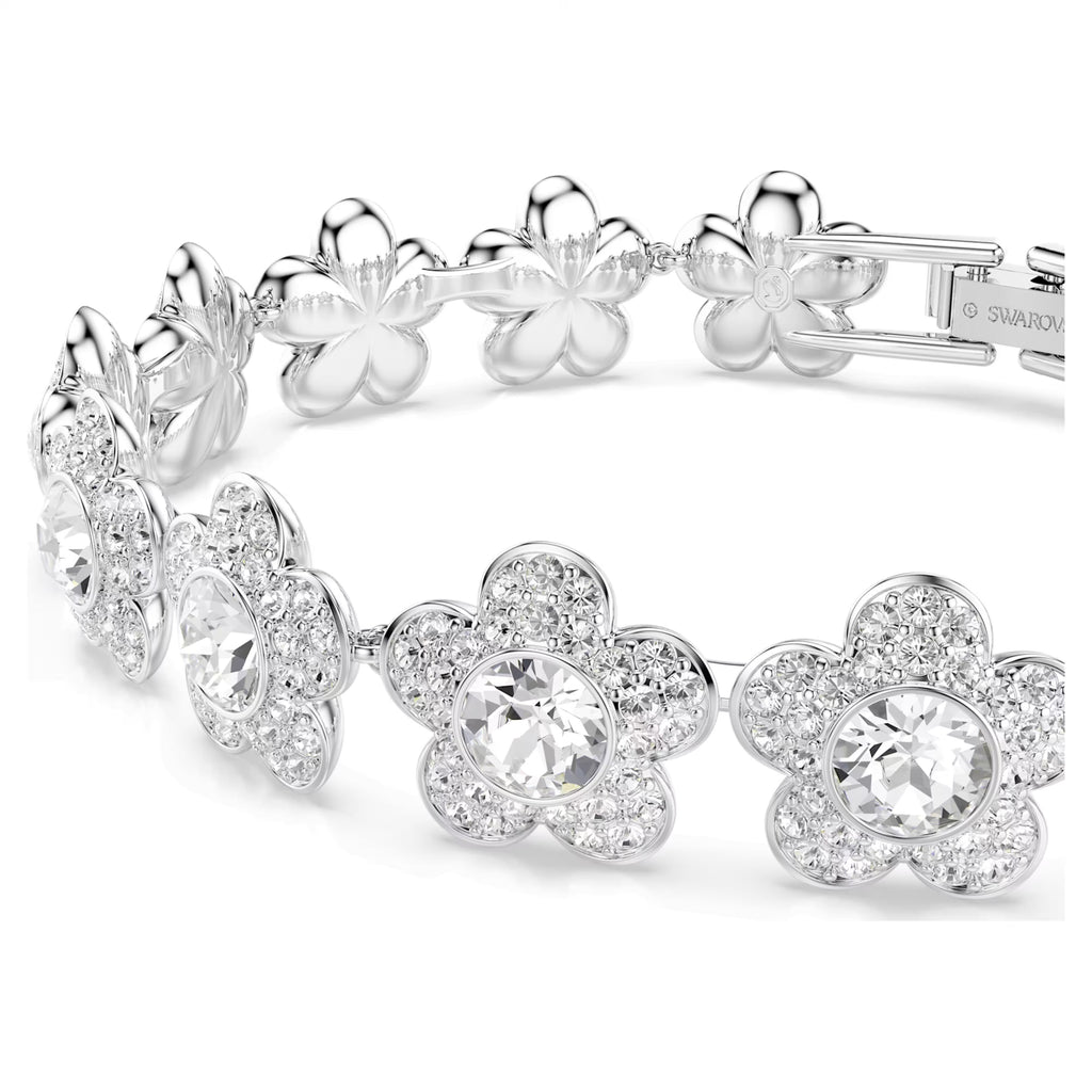 Ariana Grande x Swarovski bracelet Round cut, Flower, White, Rhodium plated 5749182