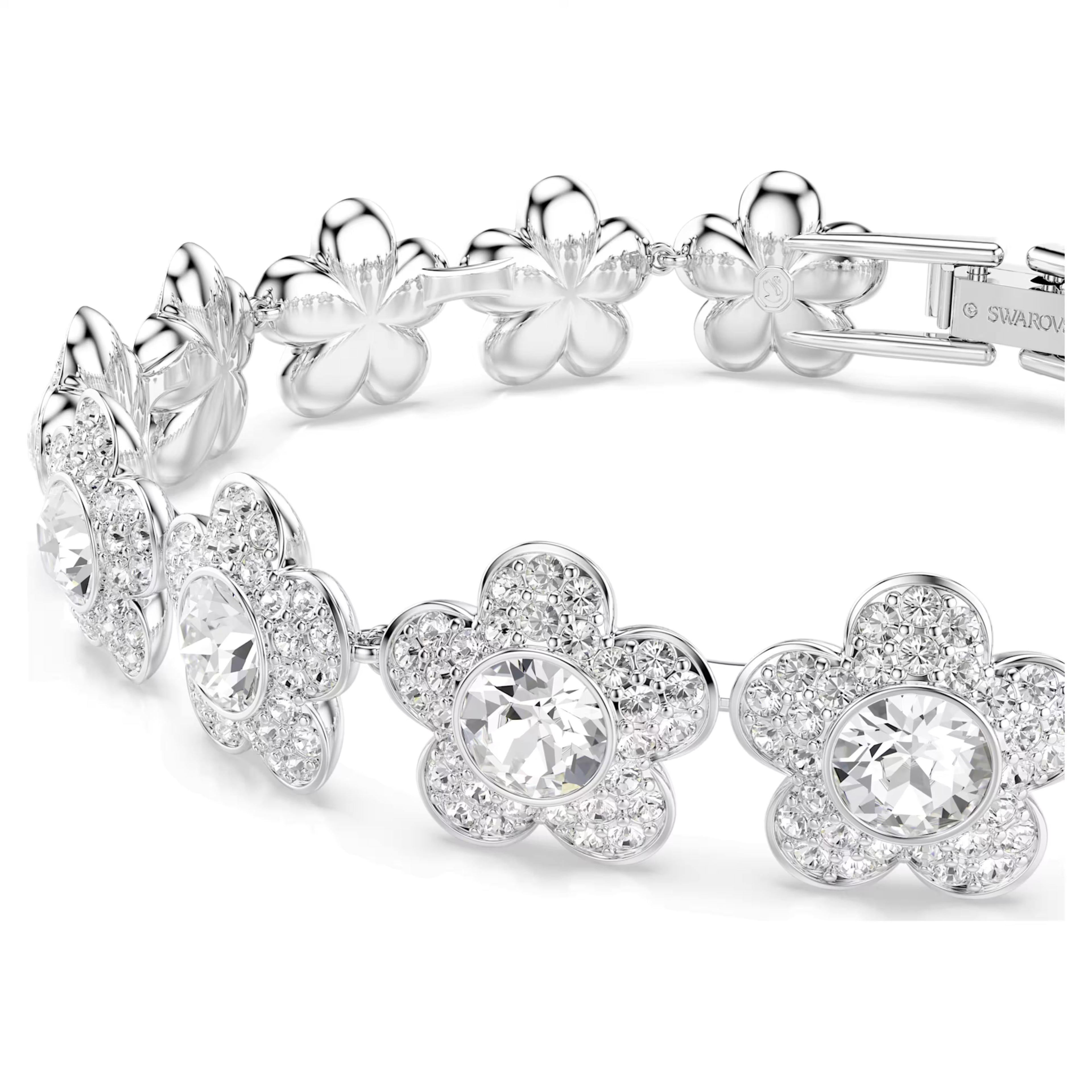 Ariana Grande x Swarovski bracelet Round cut, Flower, White, Rhodium plated 5749182