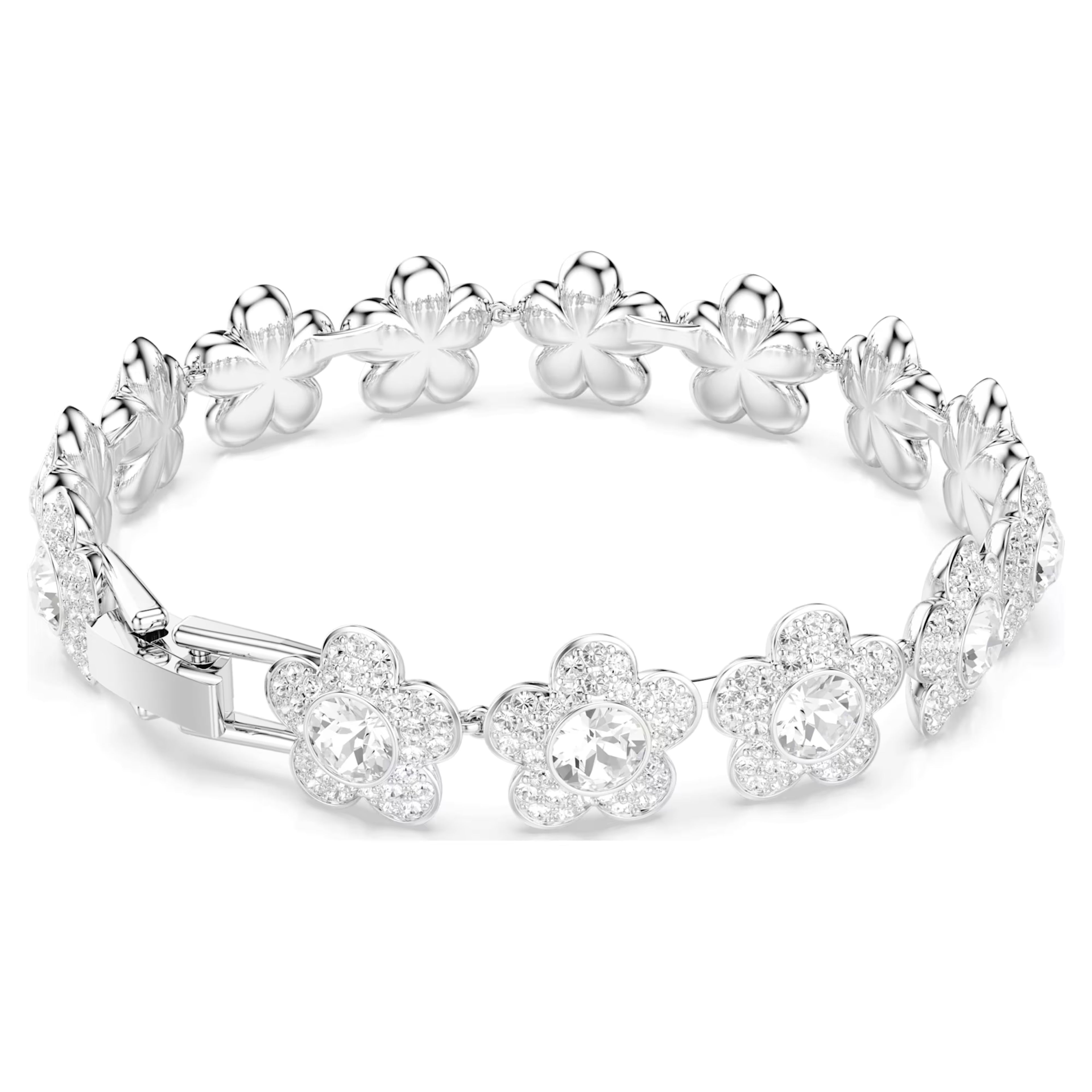 Ariana Grande x Swarovski bracelet Round cut, Flower, White, Rhodium plated 5749182
