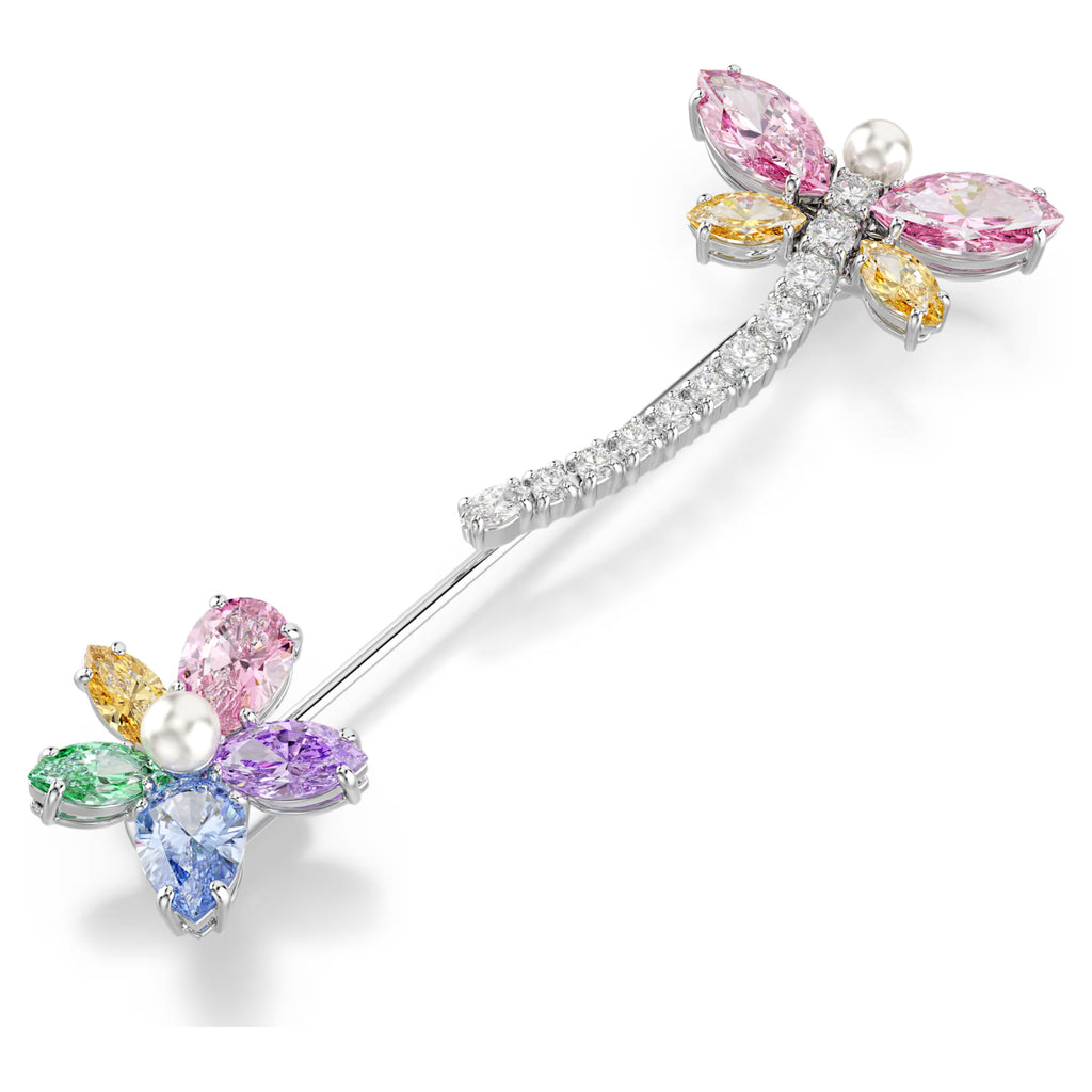 Ariana Grande x Swarovski brooch Mixed cuts, Dragonfly, Multicolored, Rhodium plated 5737428