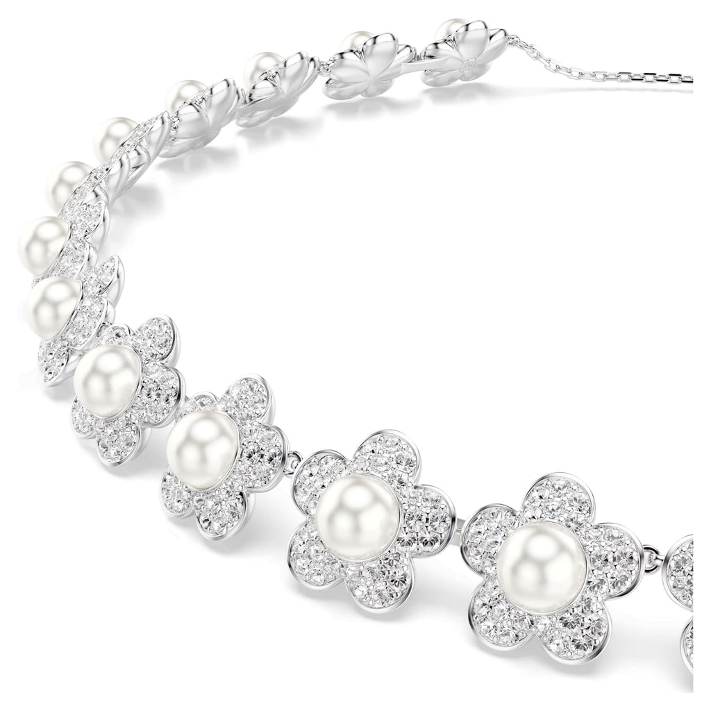 Ariana Grande x Swarovski choker Crystal pearl, Round cut, White, Rhodium plated 5751250
