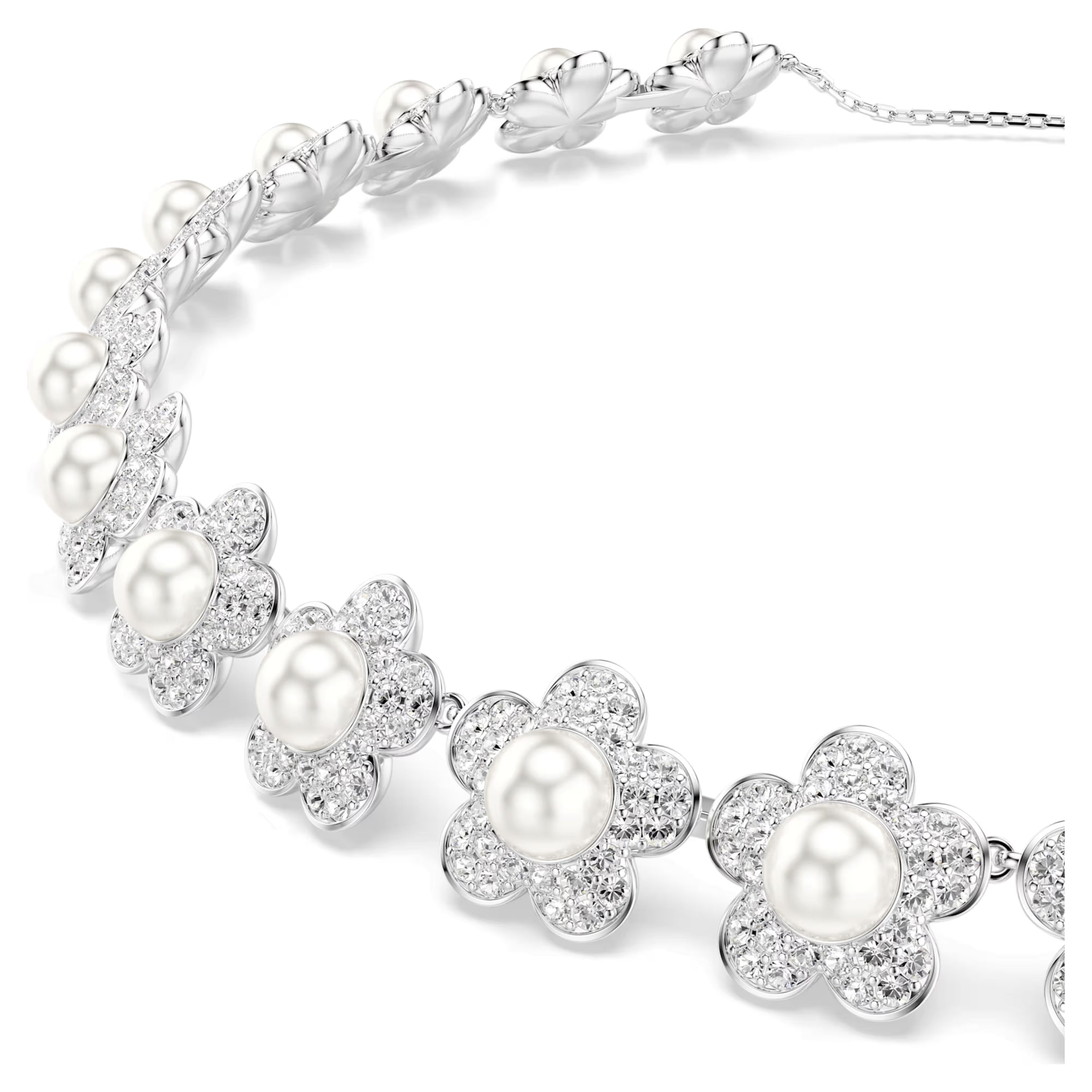 Ariana Grande x Swarovski choker Crystal pearl, Round cut, White, Rhodium plated 5751250