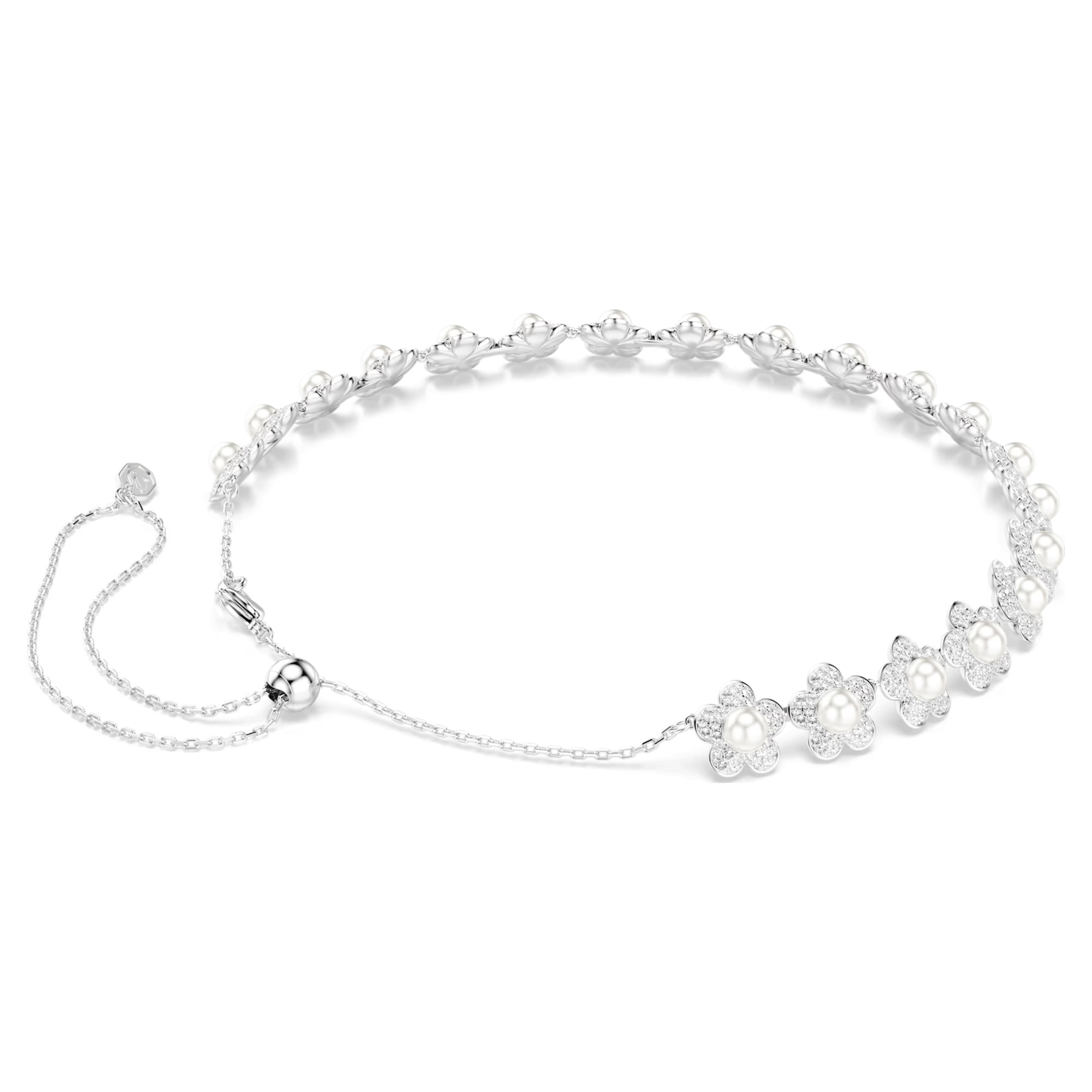 Ariana Grande x Swarovski choker Crystal pearl, Round cut, White, Rhodium plated 5751250