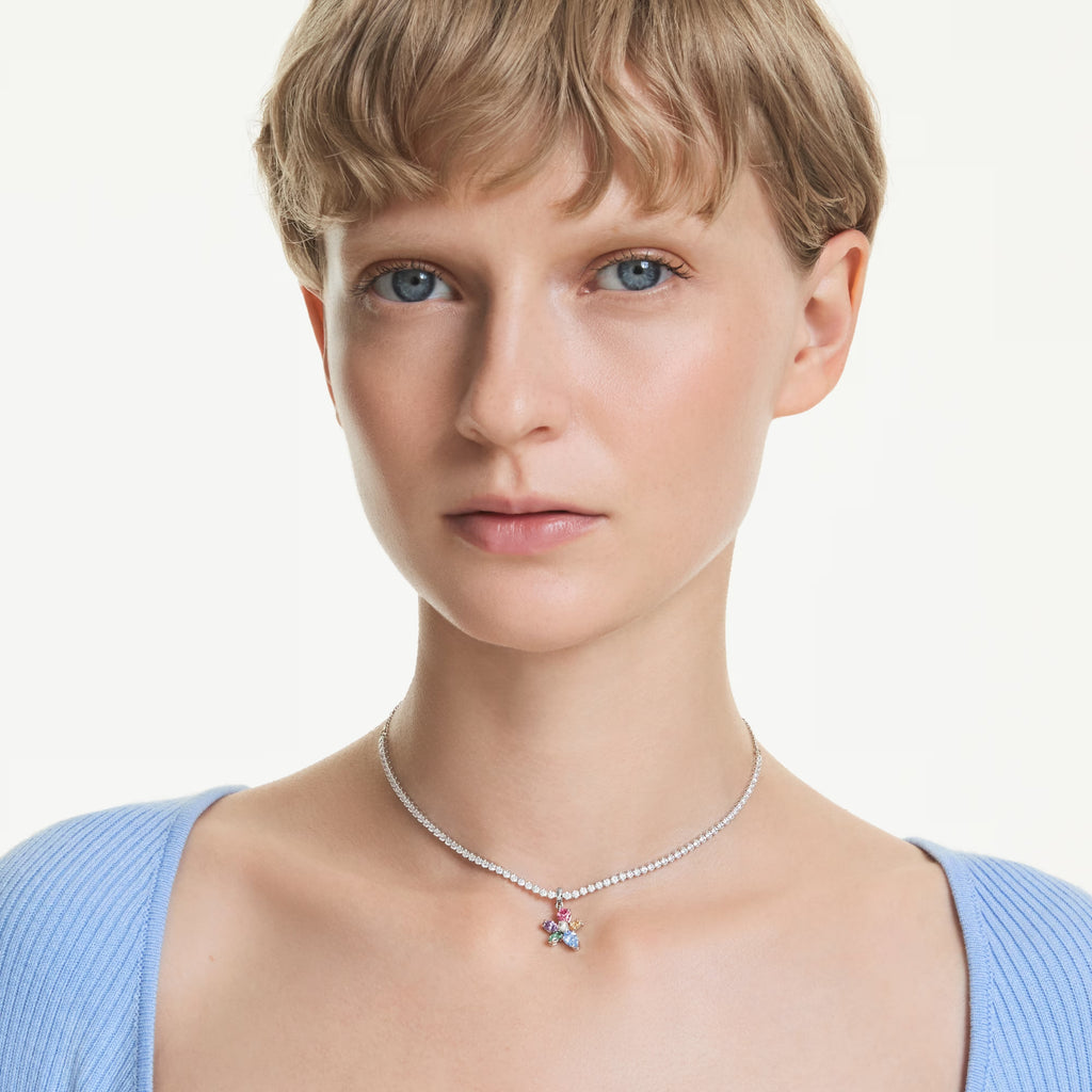 Ariana Grande x Swarovski choker Mixed cuts, Flower, Multicoloured, Rhodium plated 5749189