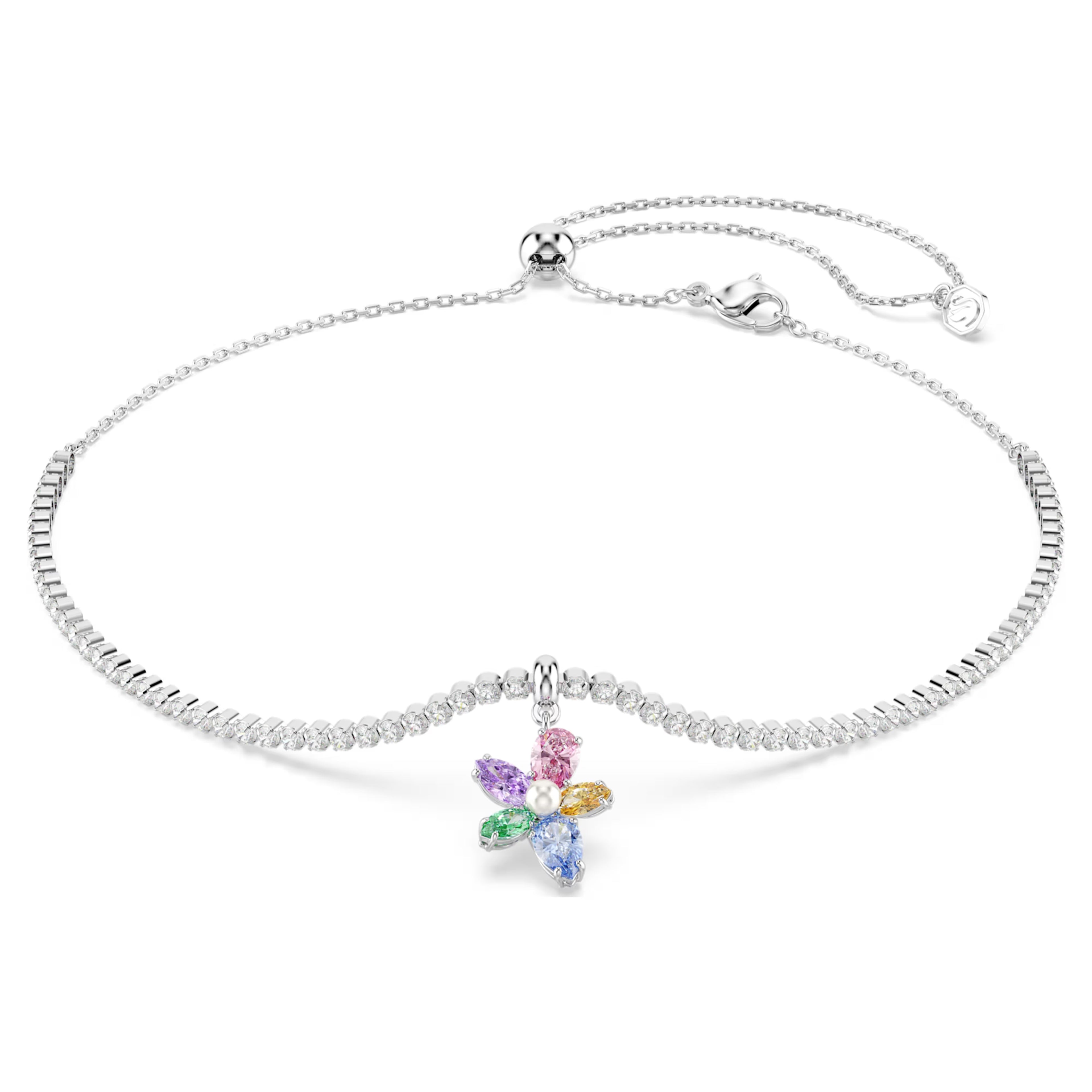 Ariana Grande x Swarovski choker Mixed cuts, Flower, Multicoloured, Rhodium plated 5749189