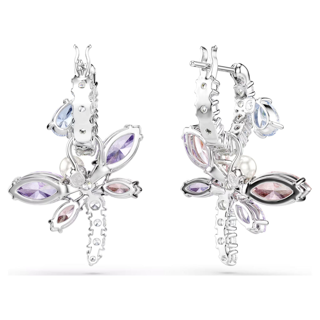 Ariana Grande x Swarovski drop earrings Mixed cuts, Dragonfly, Multicoloured, Rhodium plated 5749185