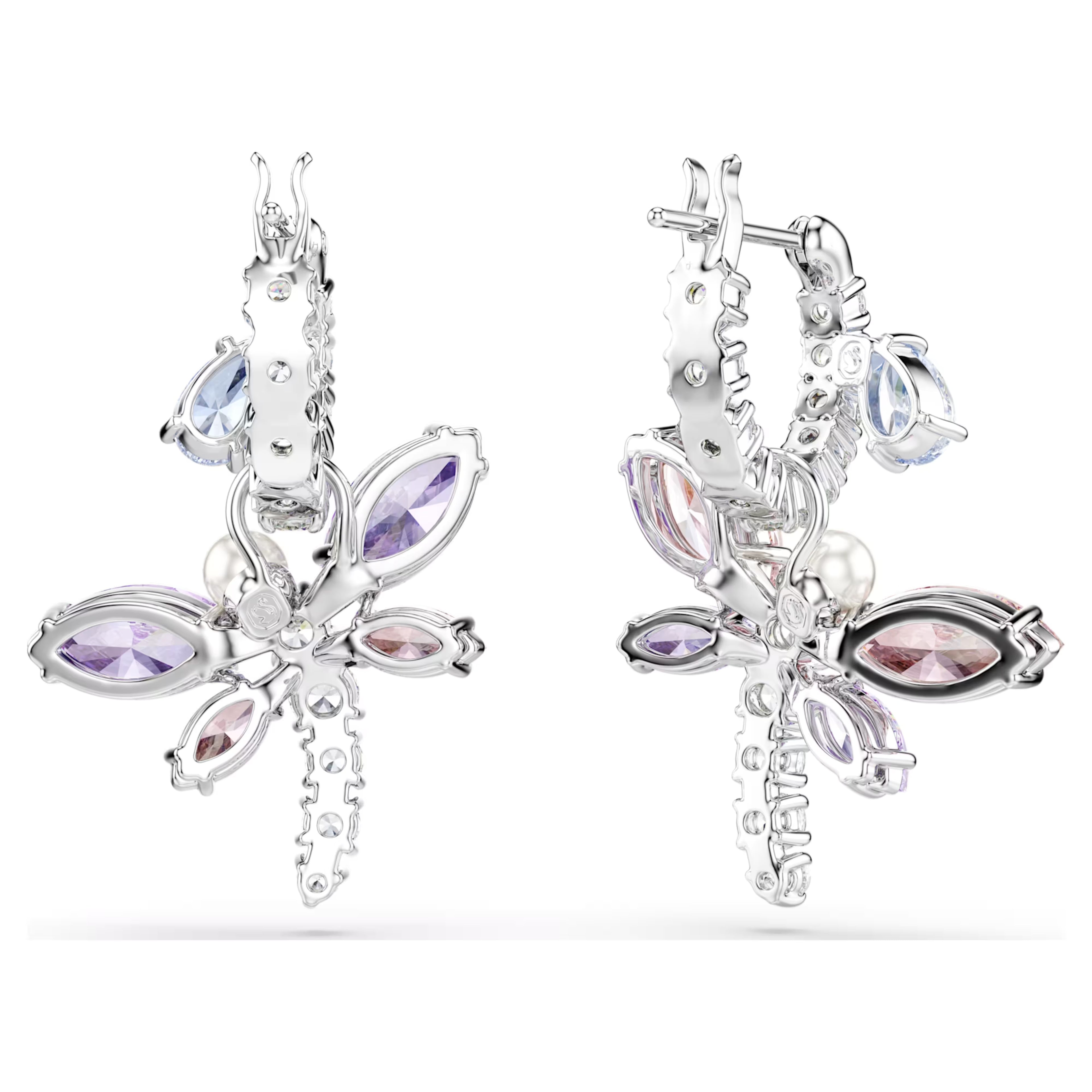 Ariana Grande x Swarovski drop earrings Mixed cuts, Dragonfly, Multicoloured, Rhodium plated 5749185