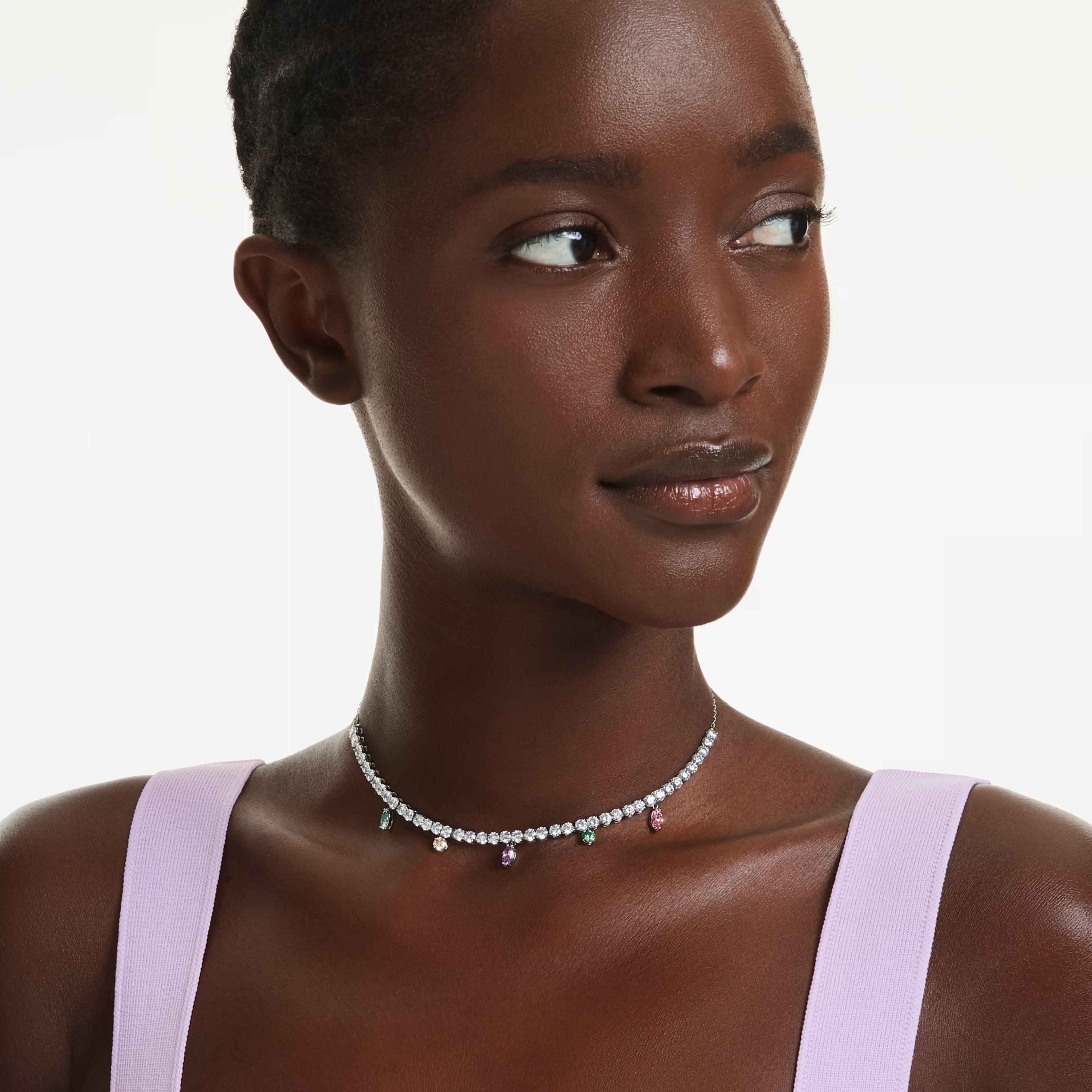 Ariana Grande x Swarovski necklace Mixed cuts, Multicoloured, Rhodium plated 5737422