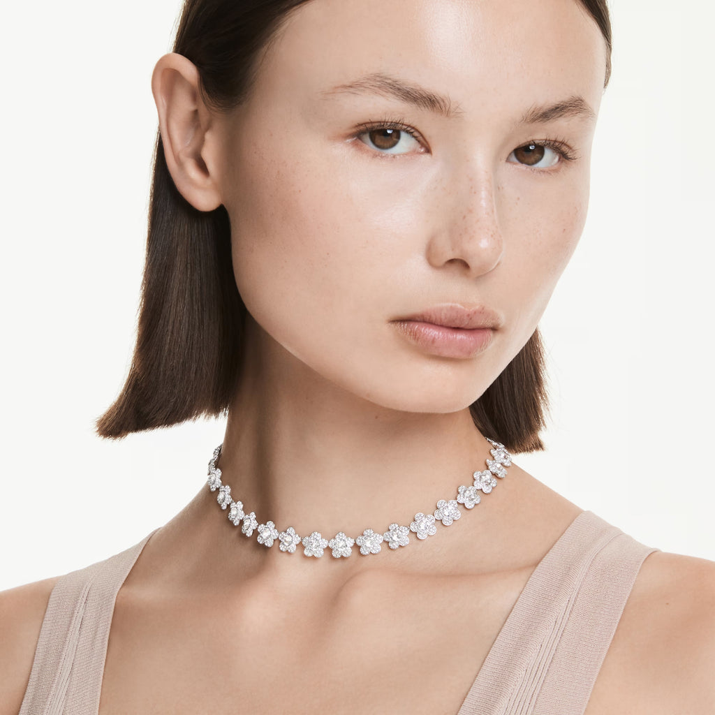 Ariana Grande x Swarovski necklace Round cut, Flower, White, Rhodium plated 5749179
