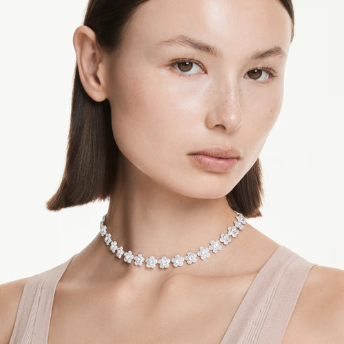 Ariana Grande x Swarovski necklace Round cut, Flower, White, Rhodium plated 5749179