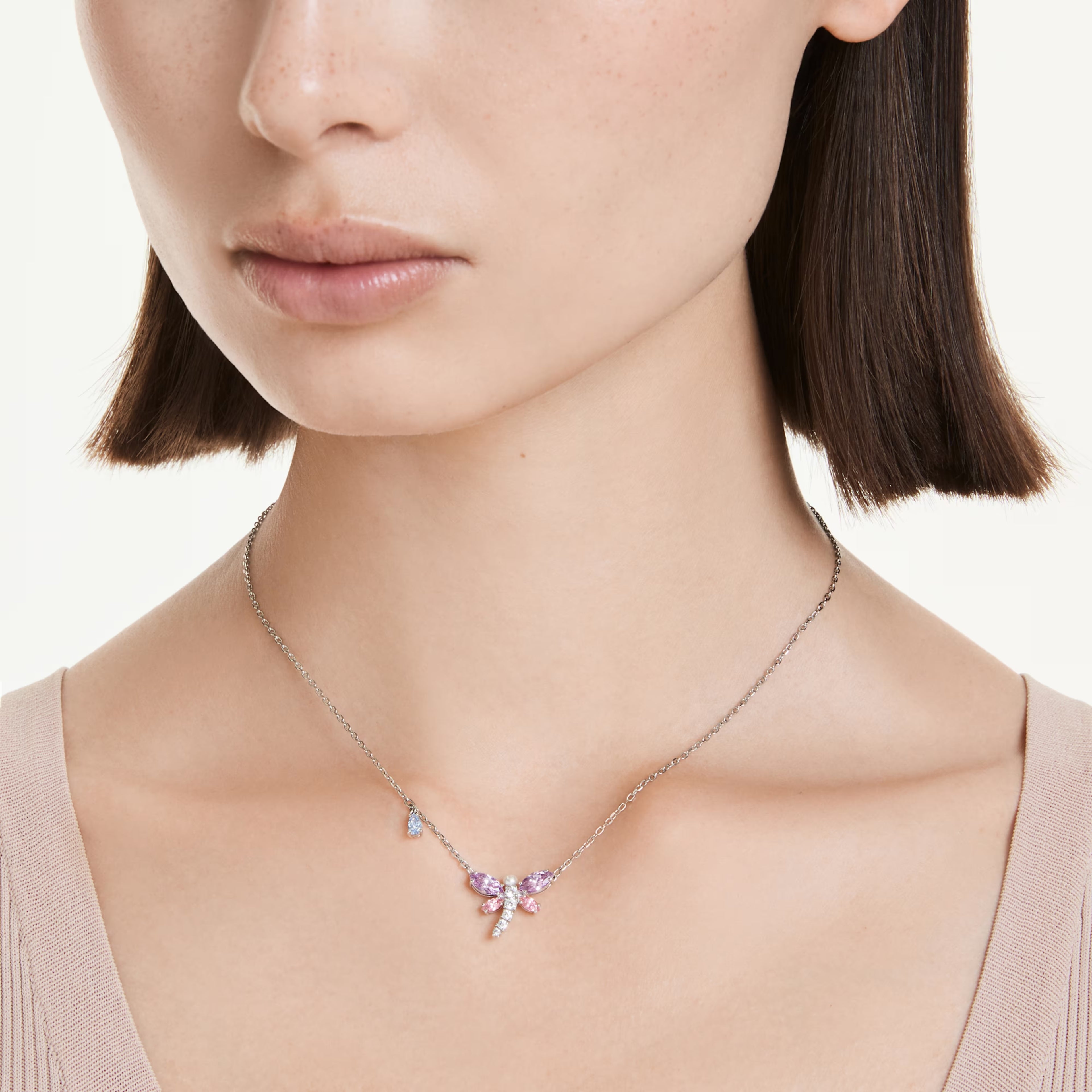 Ariana Grande x Swarovski pendant Mixed cuts, Dragonfly, Multicoloured, Rhodium plated 5737383