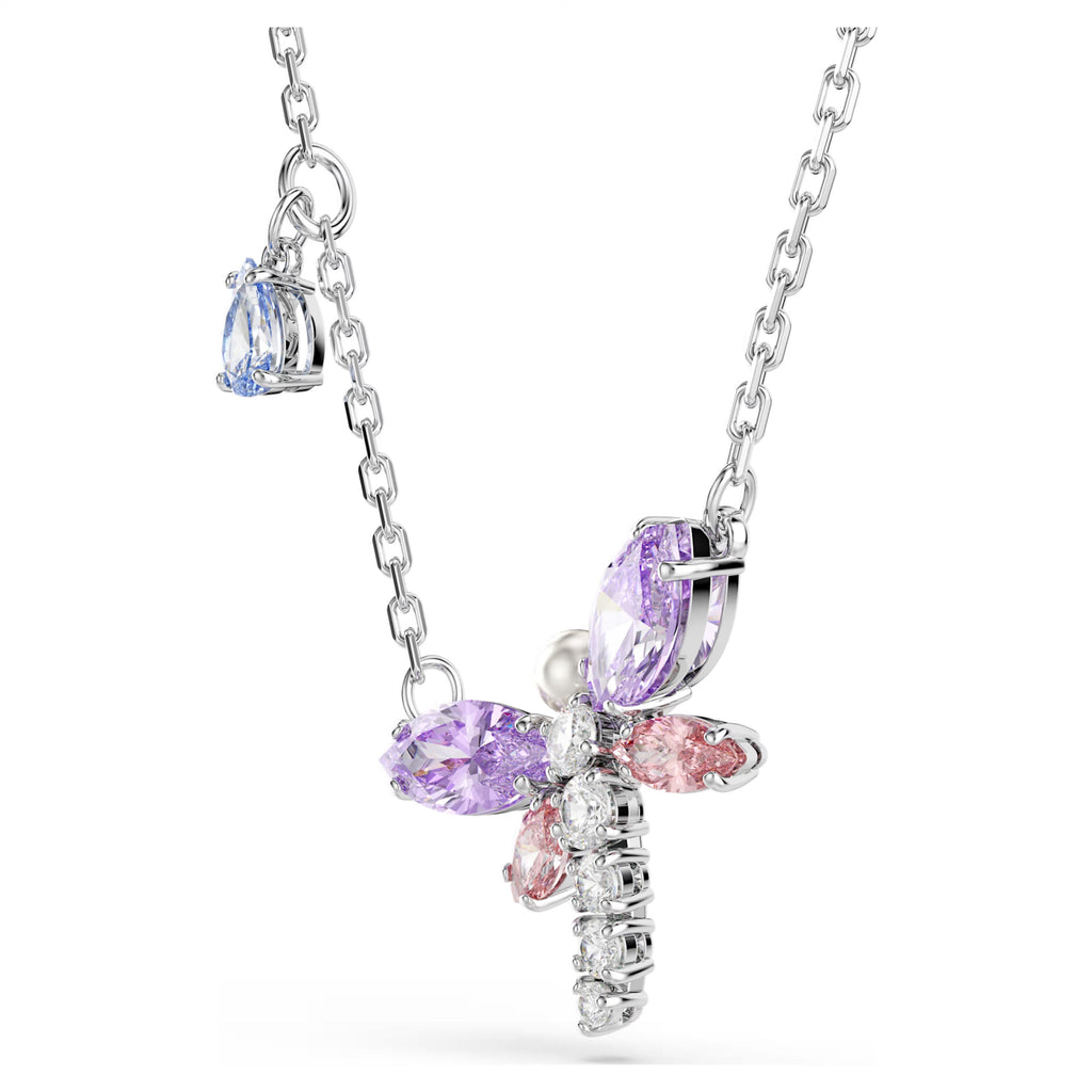 Ariana Grande x Swarovski pendant Mixed cuts, Dragonfly, Multicoloured, Rhodium plated 5737383