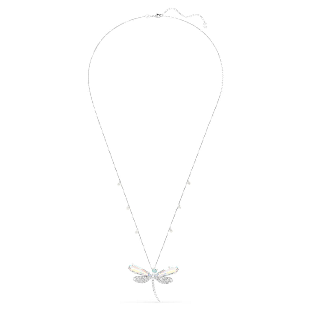 Ariana Grande x Swarovski pendant and brooch Crystal pearl, Mixed cuts, Dragonfly, White, Rhodium plated 5737429