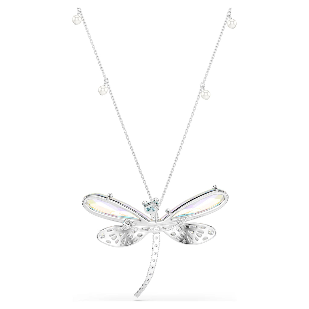 Ariana Grande x Swarovski pendant and brooch Crystal pearl, Mixed cuts, Dragonfly, White, Rhodium plated 5737429