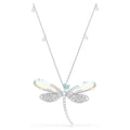Ariana Grande x Swarovski pendant and brooch Crystal pearl, Mixed cuts, Dragonfly, White, Rhodium plated 5737429