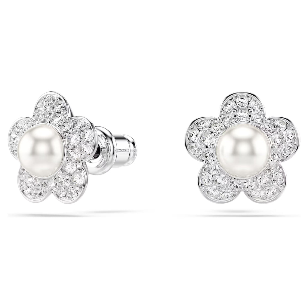 Ariana Grande x Swarovski set Crystal pearl, Round cut, Flower, White, Rhodium plated 5749180