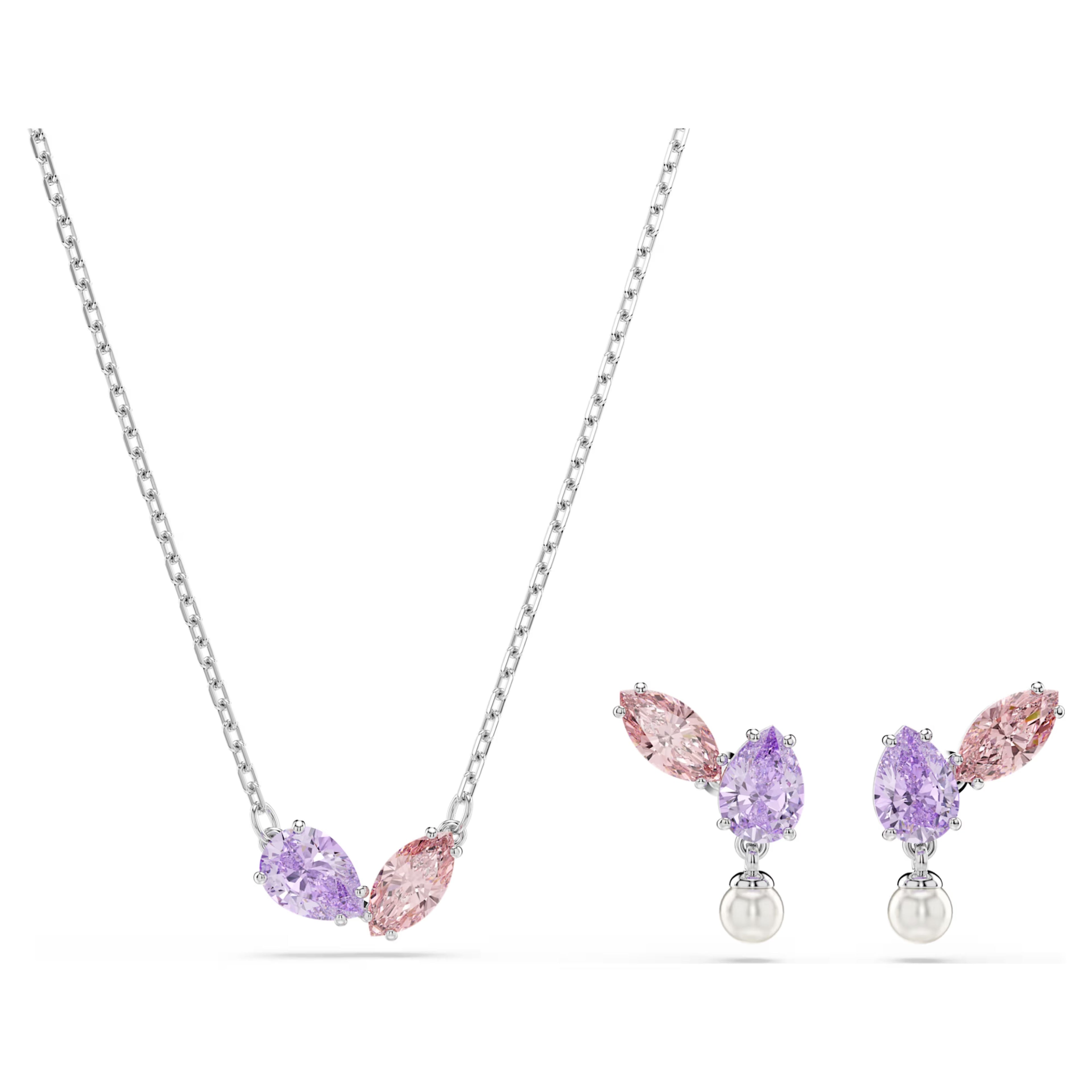 Ariana Grande x Swarovski set Mixed cuts, Multicoloured, Rhodium plated 5746577