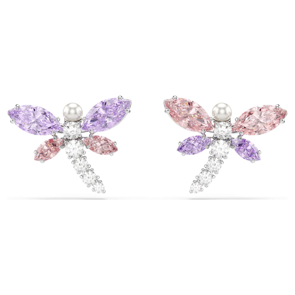 Ariana Grande x Swarovski stud earrings Mixed cuts, Dragonfly, Multicolored, Rhodium plated 5737371