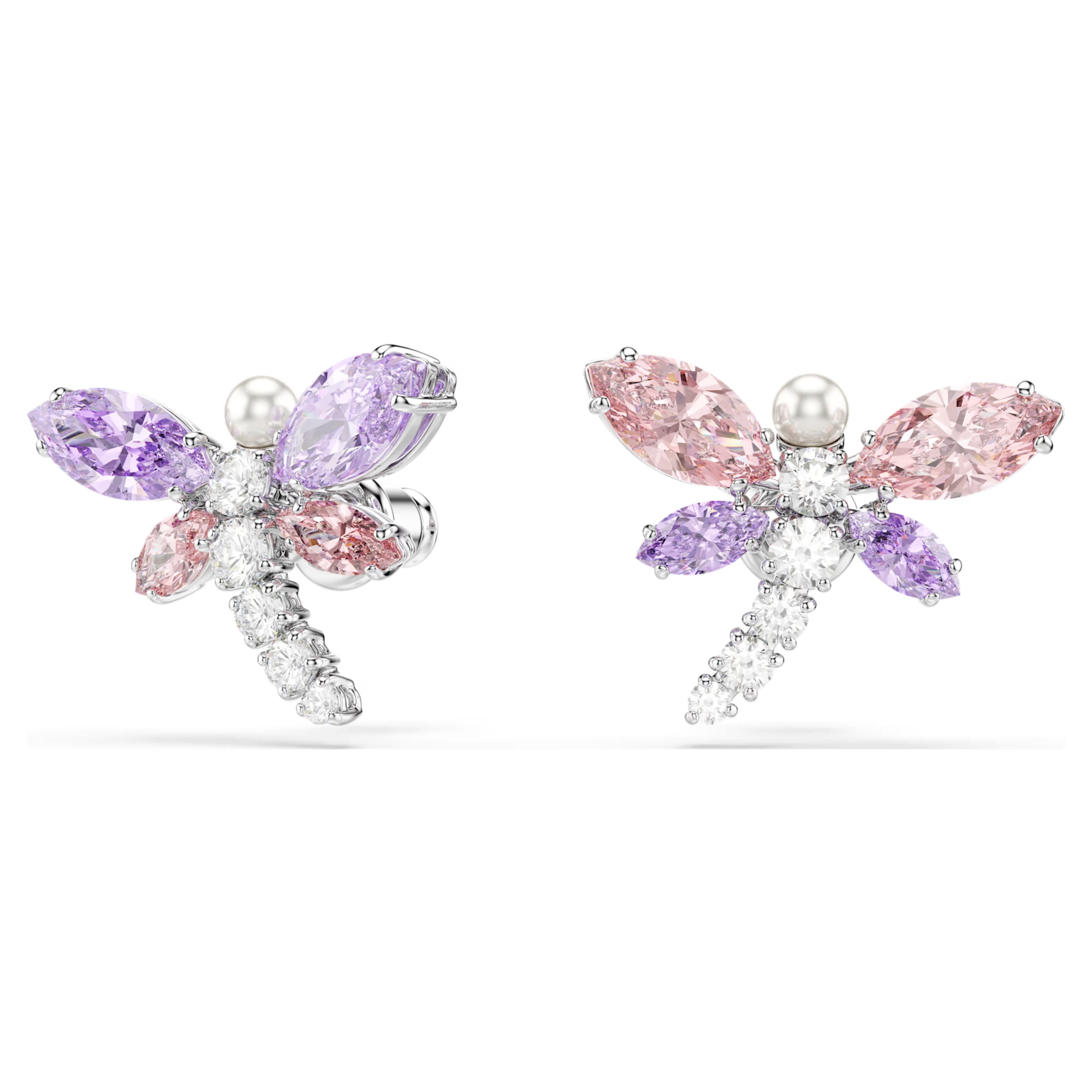 Ariana Grande x Swarovski stud earrings Mixed cuts, Dragonfly, Multicolored, Rhodium plated 5737371
