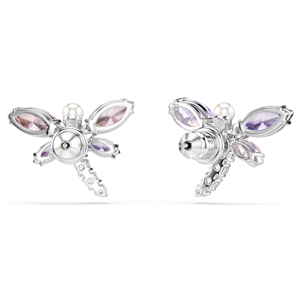 Ariana Grande x Swarovski stud earrings Mixed cuts, Dragonfly, Multicolored, Rhodium plated 5737371